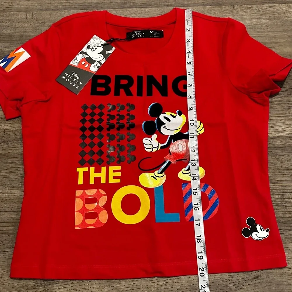 Freeze Max Disney Mickey Mouse T-Shirt Womens M Red Bring The Bold Boxy NWT